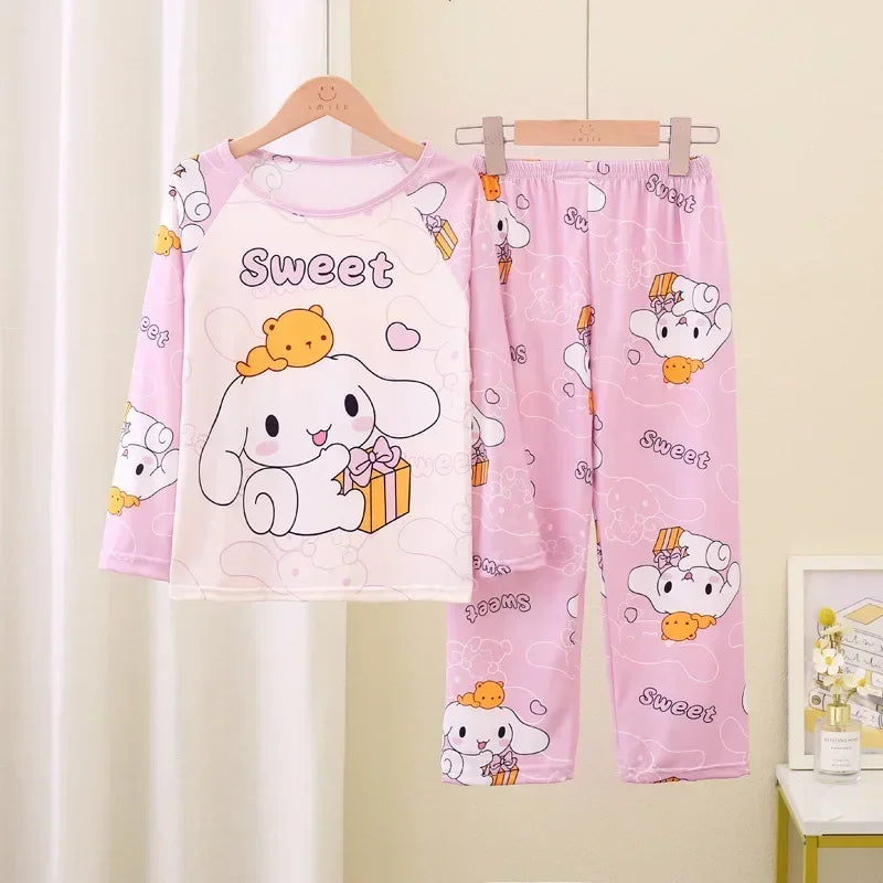 Autumn Kids Pajama Set, Milk Silk Long Sleeve Sleepwear