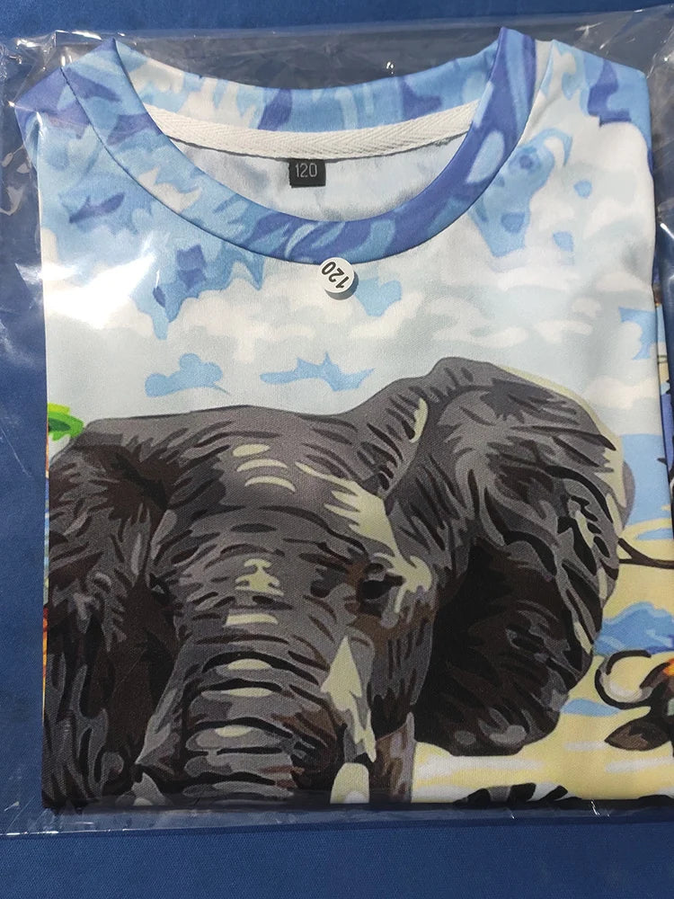 Kids Dinosaur T-Shirt, Summer Short Sleeve Tee, Boys & Girls