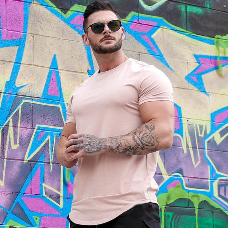 Muscle Fitness T-Shirt Summer Athleisure Gym Workout Tee for Men