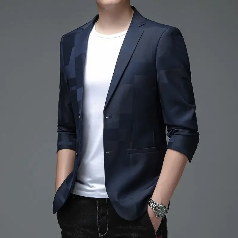 Oversize Single-Breasted Suit Blazer Plus Size Men's Jacket for Summer