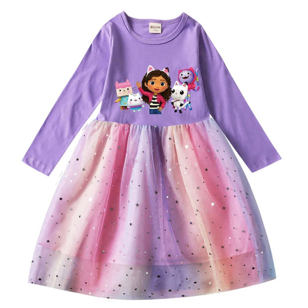 Gabby's Dollhouse Dress, Baby Girls Long Sleeve Sequin Party Dress
