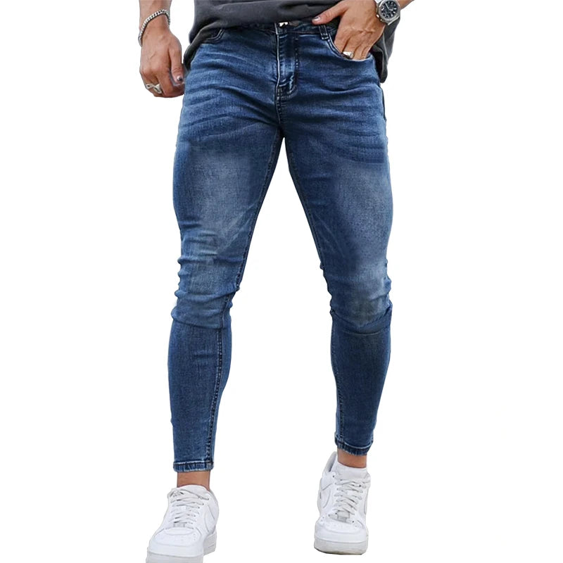 Men's Skinny Stretch Jeans | Solid Color Casual Denim Pants
