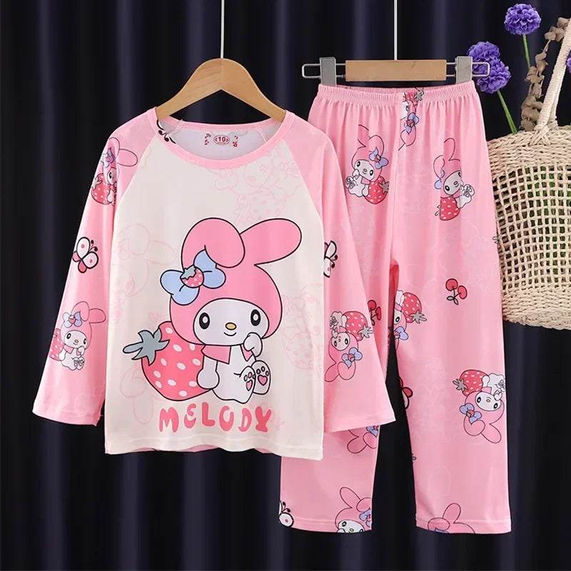 Autumn Kids Pajama Set, Milk Silk Long Sleeve Sleepwear