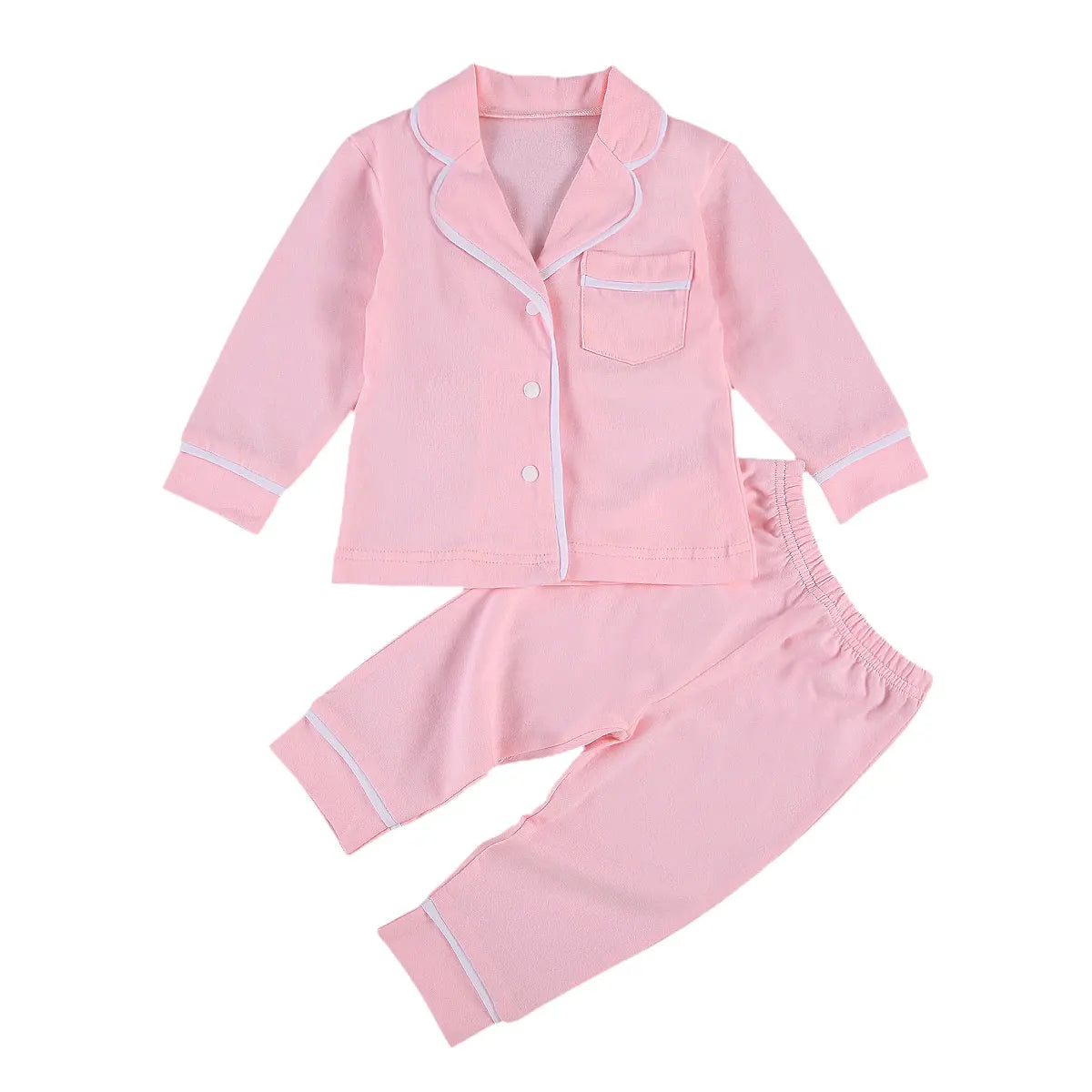 Kids Pajama Set, Long Sleeve Button-Down Shirt & Pants Sleepwear