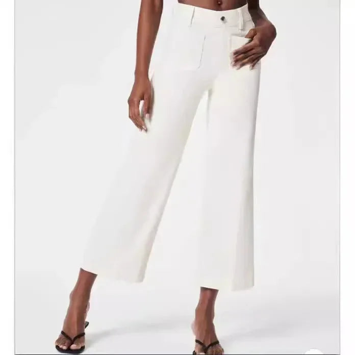 Tummy Control Cropped Wide-Leg Jeans, Flare Streetwear Jeans for Women