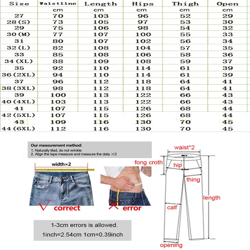 Casual Denim Jeans for Men Plus Size Straight Fit with Ripped Holes