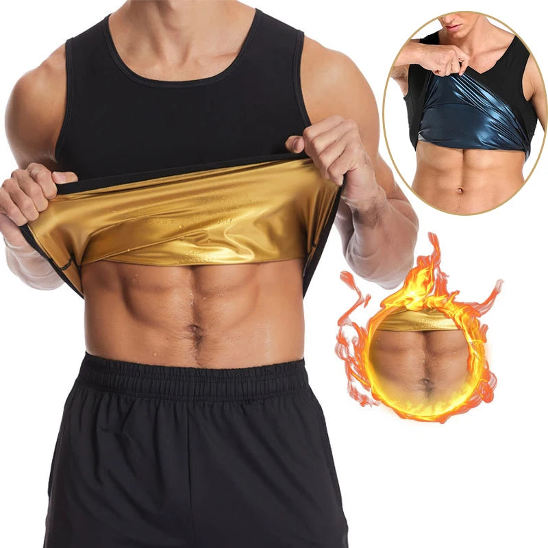 Men's Sweat Vest Sauna Suit Slimming Body Shaper Workout Tank Top