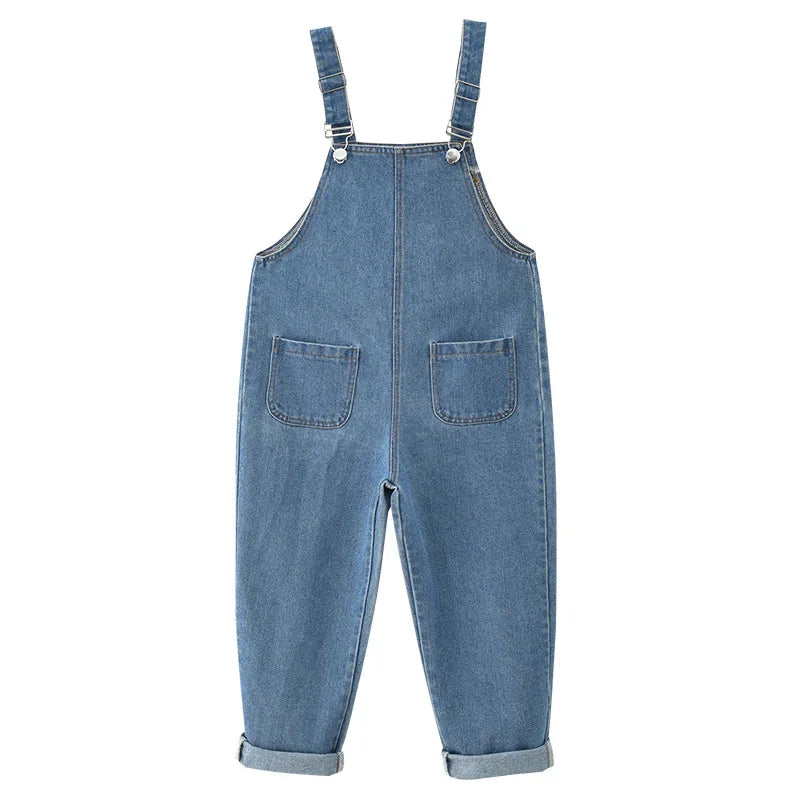 Summer Kids Girls Denim Overalls, Suspender Jumpsuit with Pockets (5-12Y)