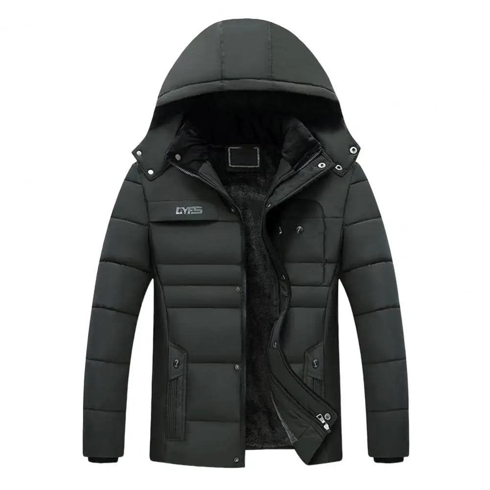 Men’s Hooded Padded Winter Coat, Thermal Windbreaker Jacket