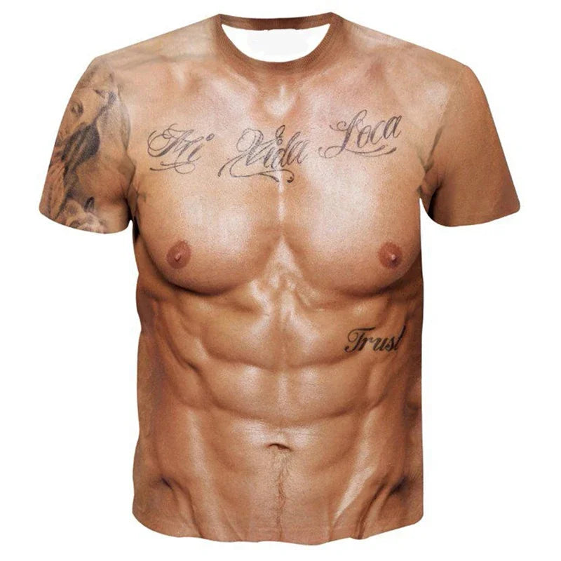 Muscle Simulation 3D Print T-Shirt | Summer Fashion Tee