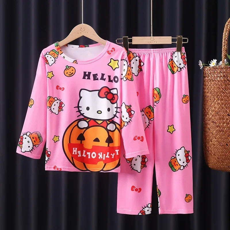 Autumn Kids Pajama Set, Milk Silk Long Sleeve Sleepwear