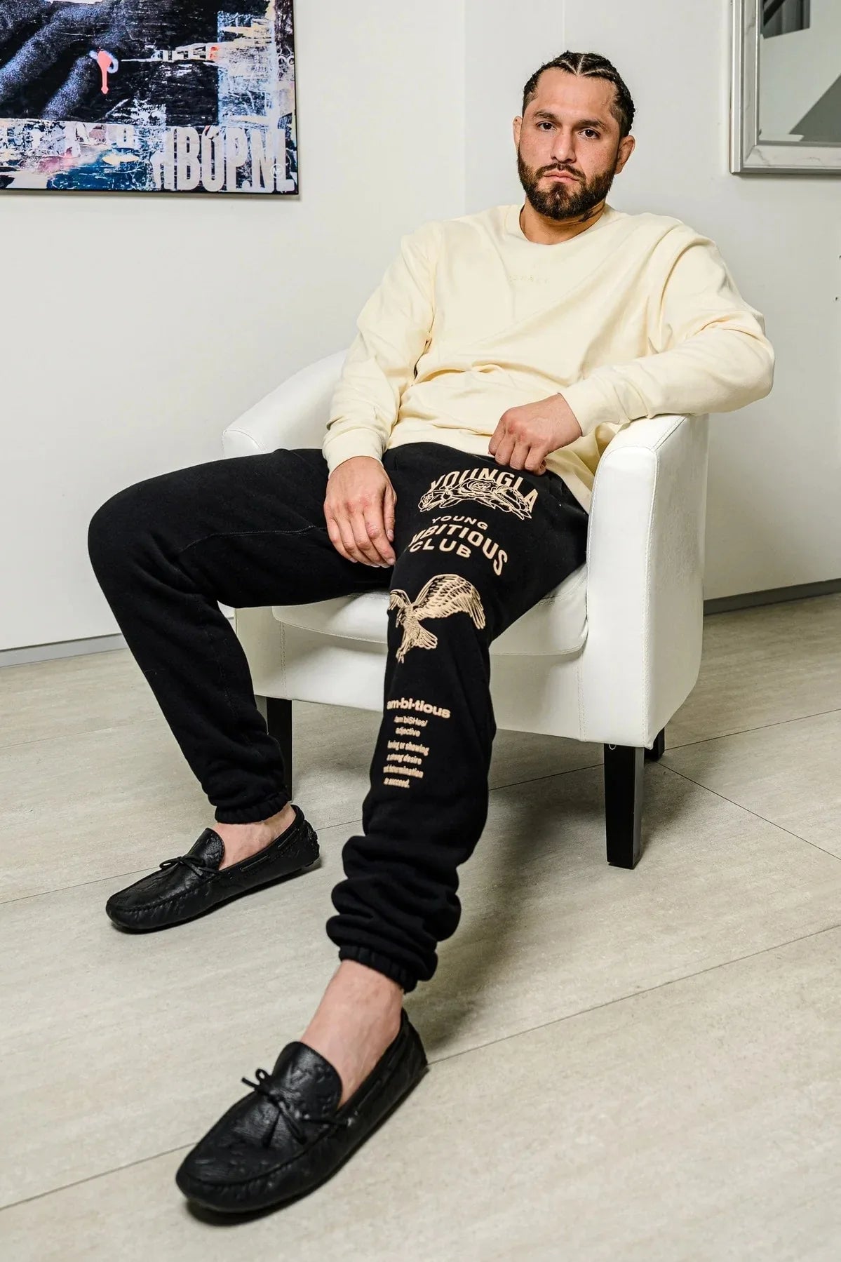Men's Eagle Print Sweatpants, American Style Athleisure Gym & Running Trousers