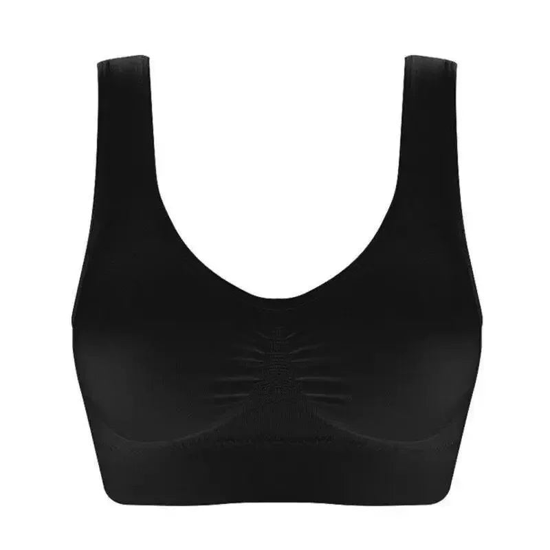 Women’s Seamless Crop Top Bra, Vertical Stripe Sports Bra, Breathable Yoga Underwear