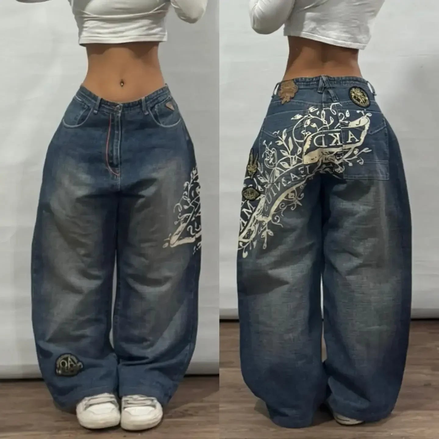 Y2K Loose Straight Jeans, Vintage Oversized Wide-Leg Unisex Pants