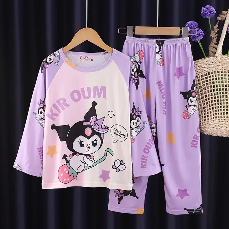 Autumn Kids Pajama Set, Milk Silk Long Sleeve Sleepwear