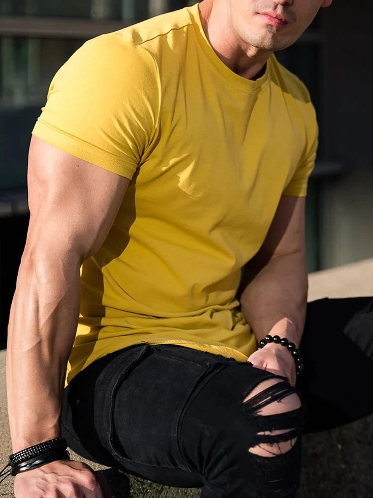Muscle Fit Workout T-Shirt Summer Athleisure Gym Tee for Men