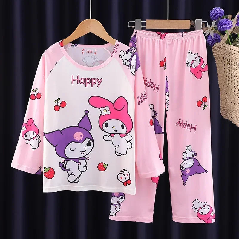 Autumn Kids Pajama Set, Milk Silk Long Sleeve Sleepwear
