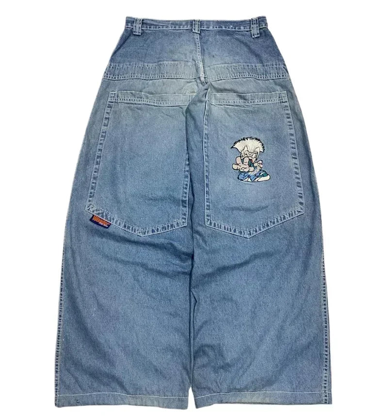 Y2K Loose Straight Jeans, Vintage Oversized Wide-Leg Unisex Pants