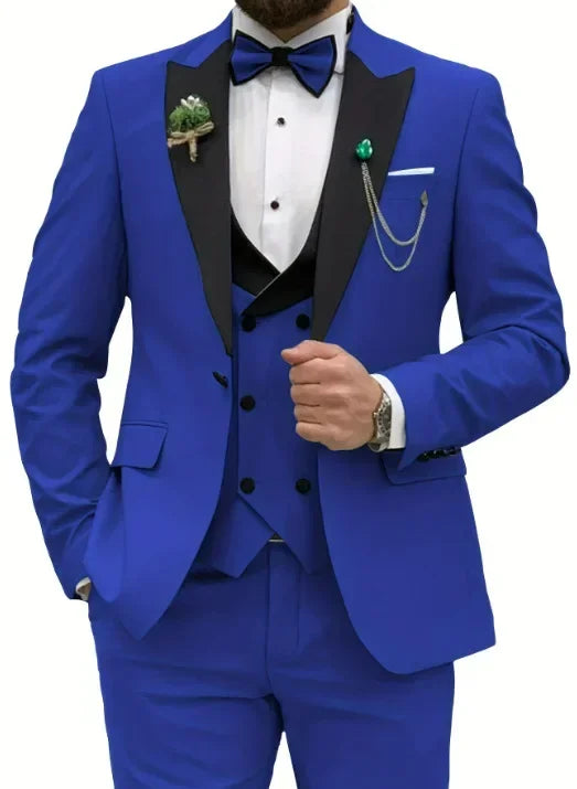 Casual 3-Piece Men's Suit Groom & Best Man Wedding Outfit