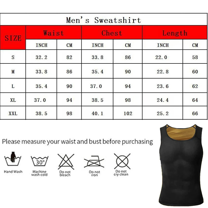 Men's Sweat Vest Sauna Suit Slimming Body Shaper Workout Tank Top