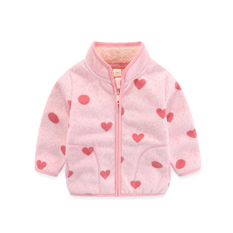 Jumping Meters Girls Fleece Jackets, Winter & Autumn Baby Coats with Flowers