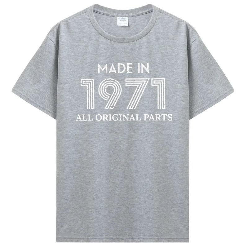 Made In 1971 Original Parts T-Shirt Classic Cotton Streetwear Tee