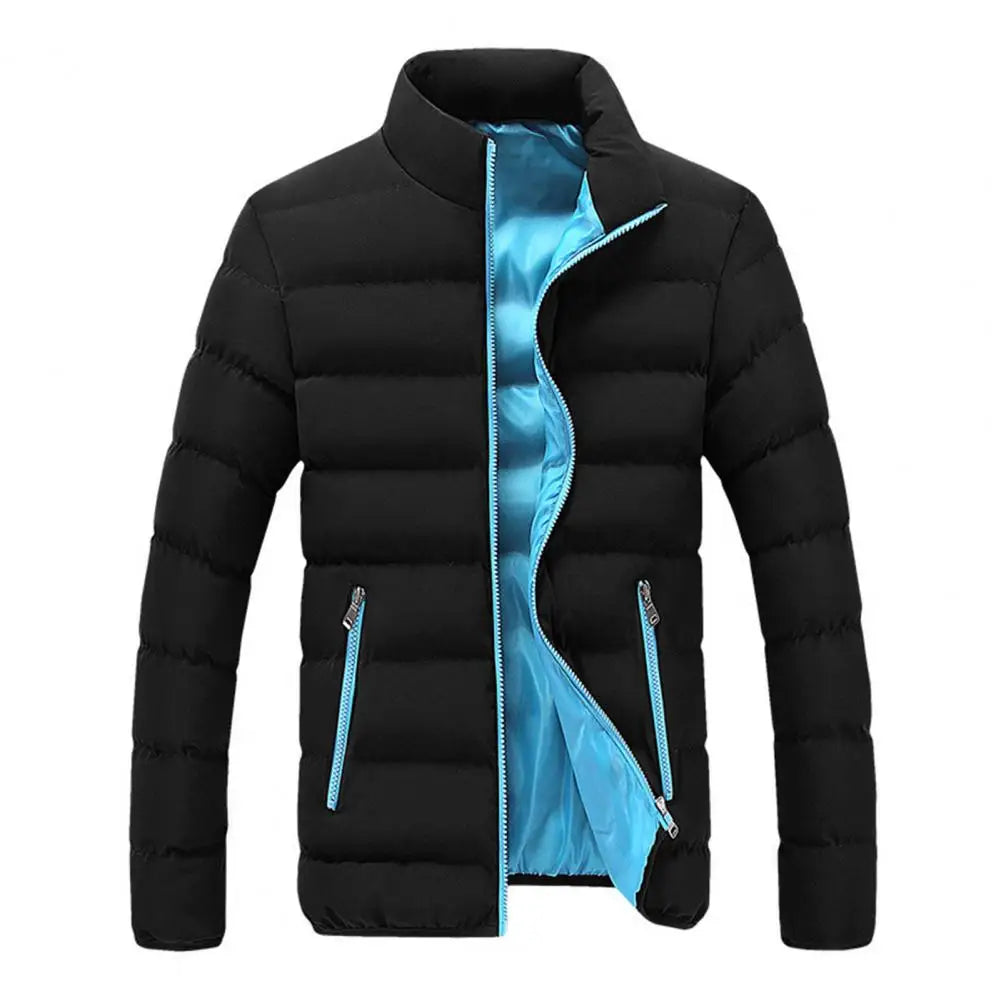Men’s Padded Cotton Parka, Zipper Pockets, Long Sleeve, Slim Fit Windbreaker