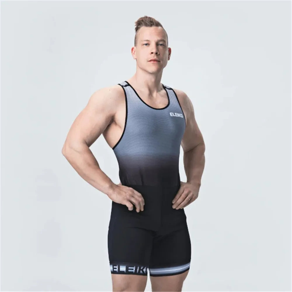 Men's Powerlift Wrestling Singlet Sport Fitness Bodysuit & Speedsuit