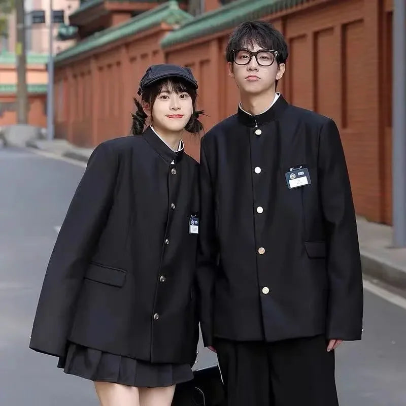 Japanese Style School Blazer Men's Western Suit Streetwear Fashion