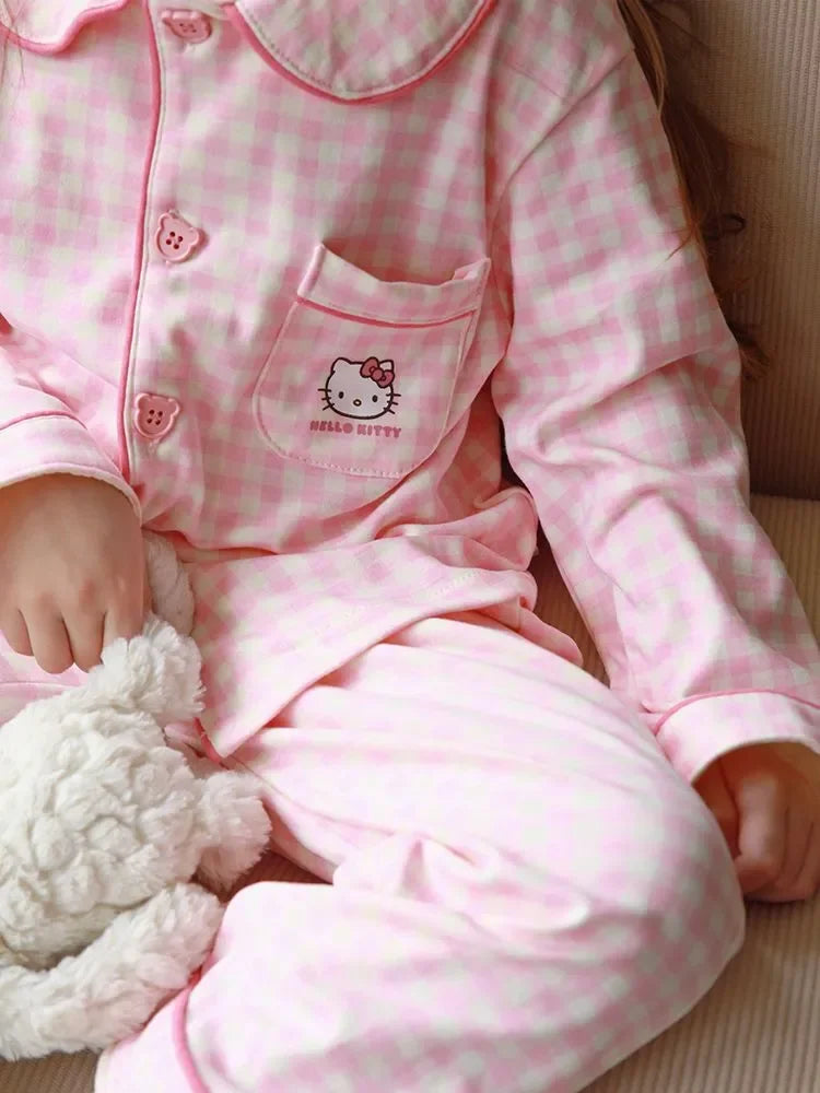 Baby Girls Hello Kitty Pajama Set, Plaid Long Sleeve Top & Pants Sleepwear