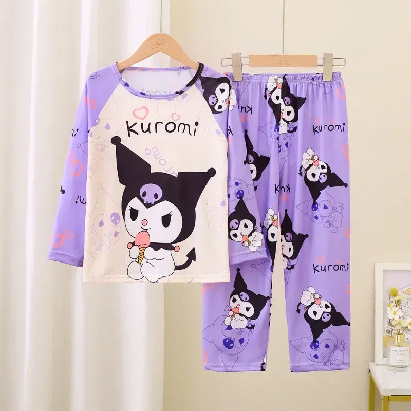 Autumn Kids Pajama Set, Milk Silk Long Sleeve Sleepwear