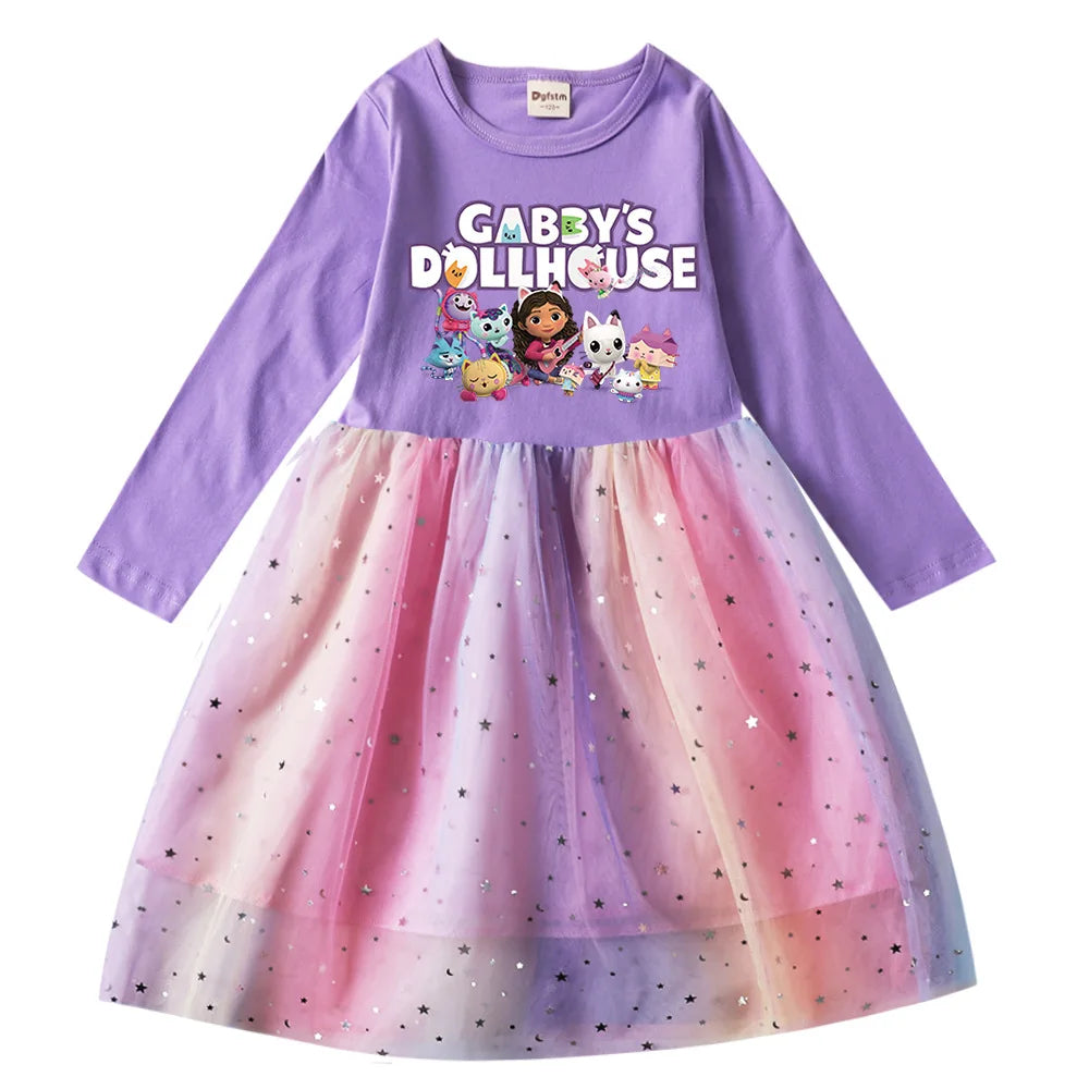Gabby's Dollhouse Dress, Baby Girls Long Sleeve Sequin Party Dress