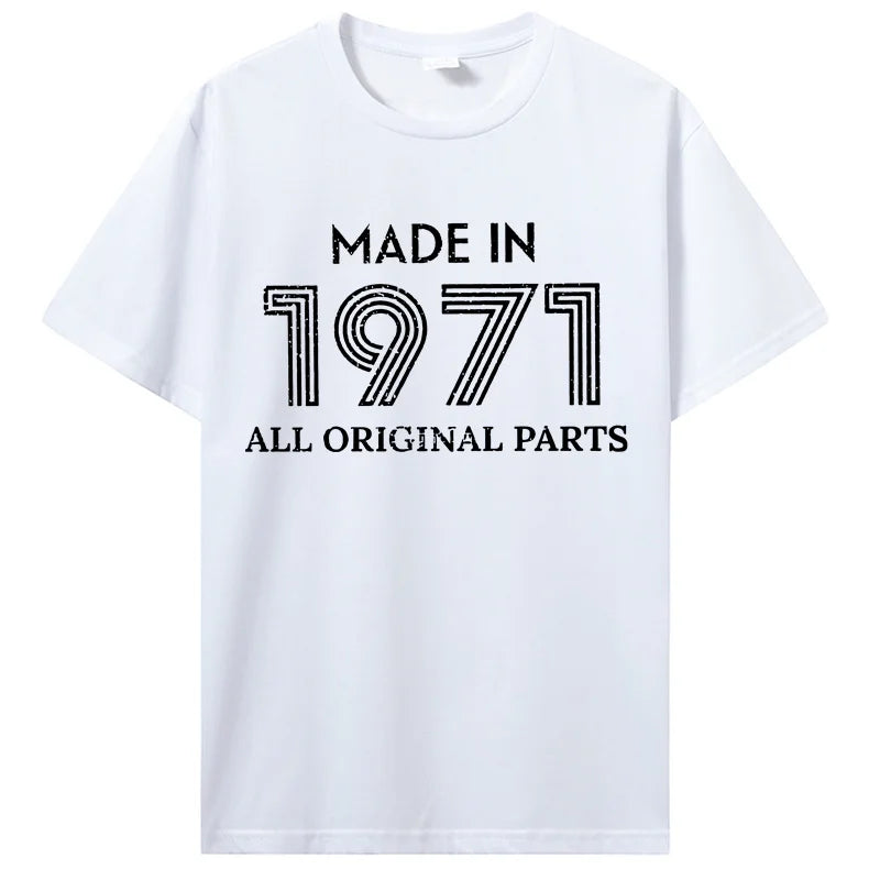 Made In 1971 Original Parts T-Shirt Classic Cotton Streetwear Tee