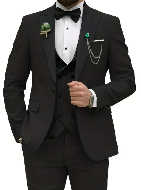 Casual 3-Piece Men's Suit Groom & Best Man Wedding Outfit