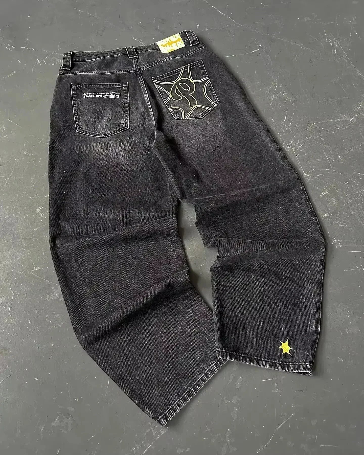 Y2K Loose Straight Jeans, Vintage Oversized Wide-Leg Unisex Pants