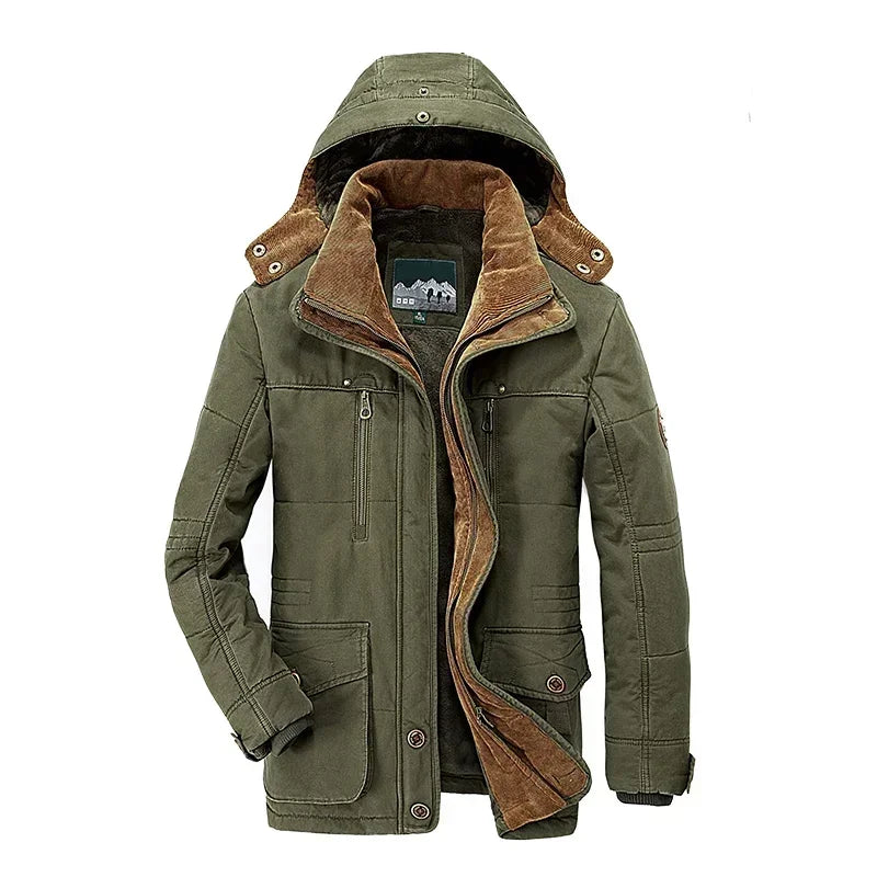 Winter Men’s Cashmere Parka, Thicken Warm Jacket, High Quality