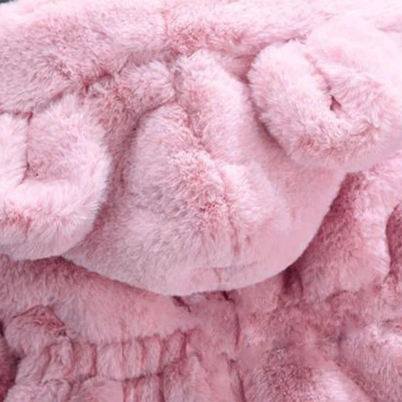 Winter Baby Kids Jacket For Girls Coats Faux Fur Thick Warm Snowsuit Hooded Parka Toddler Children Outerwear Clothing