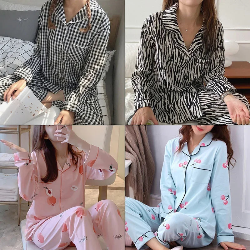 Women’s V-Neck Pajama Set – Button Down Top & Trousers Sleepwear