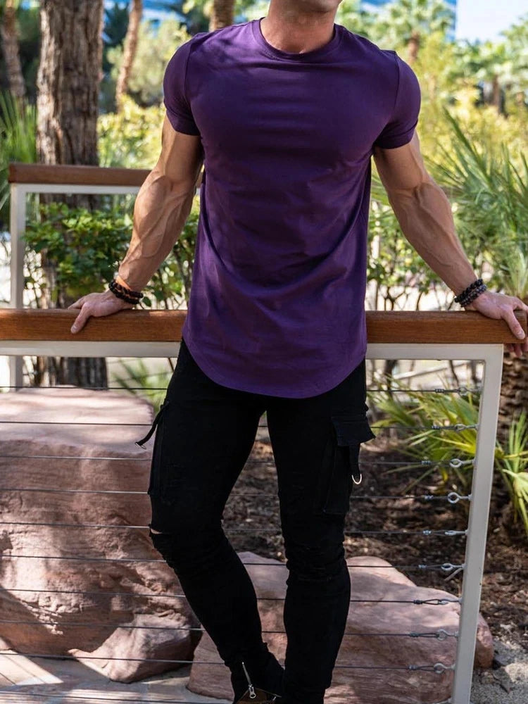 Muscle Fit Workout T-Shirt Summer Athleisure Gym Tee for Men