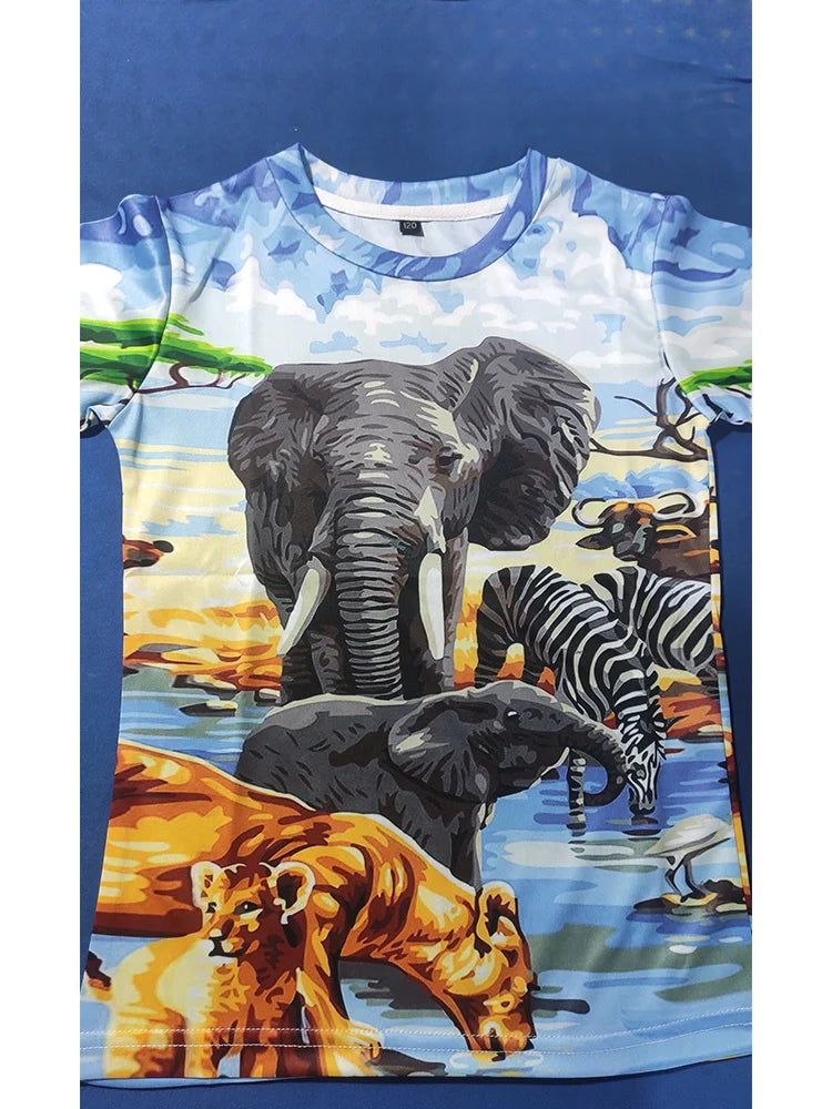 Kids Dinosaur T-Shirt, Summer Short Sleeve Tee, Boys & Girls