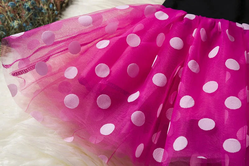 Mickey Minnie Mouse Kids Dress, Polka Dot Princess Party Costume for Girls (1-6Y)