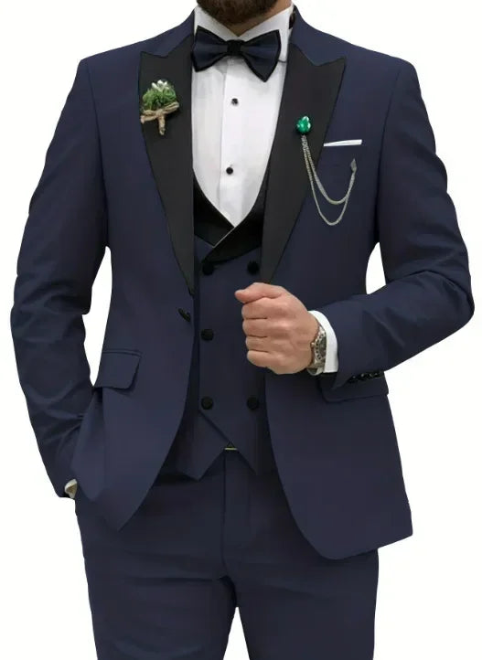 Casual 3-Piece Men's Suit Groom & Best Man Wedding Outfit