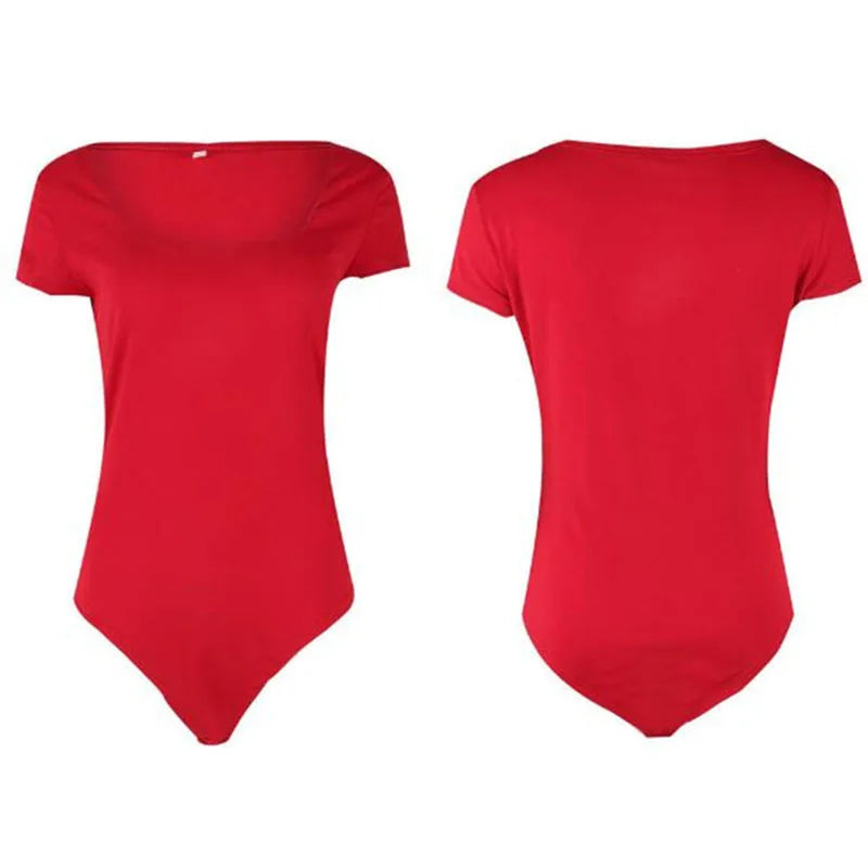 Punk Hip Hop One-Line Collar Bodysuit, Sexy Slim Fit Short Sleeve Jumpsuit