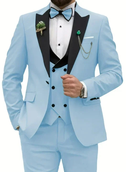 Casual 3-Piece Men's Suit Groom & Best Man Wedding Outfit