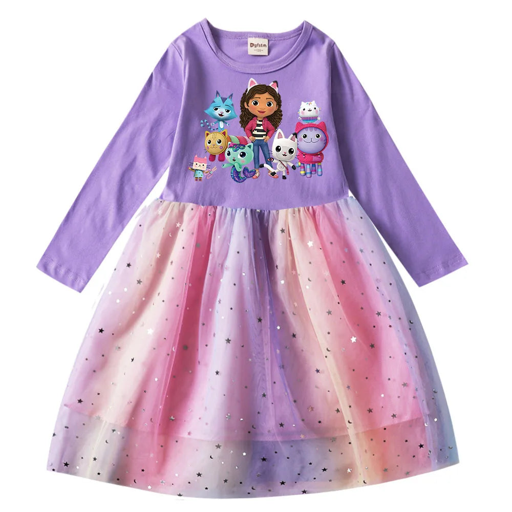 Gabby's Dollhouse Dress, Baby Girls Long Sleeve Sequin Party Dress