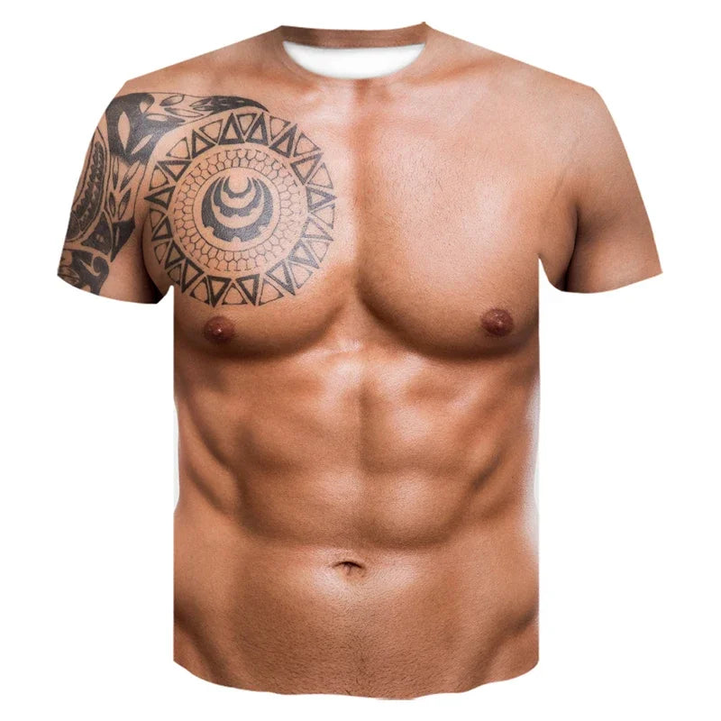 Muscle Simulation 3D Print T-Shirt | Summer Fashion Tee