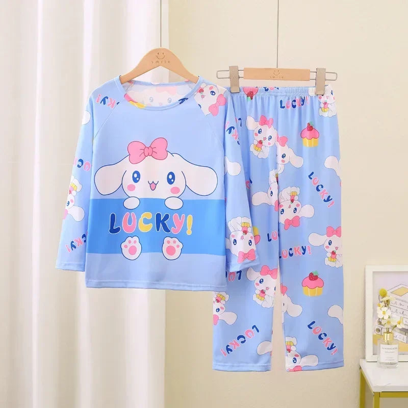 Autumn Kids Pajama Set, Milk Silk Long Sleeve Sleepwear
