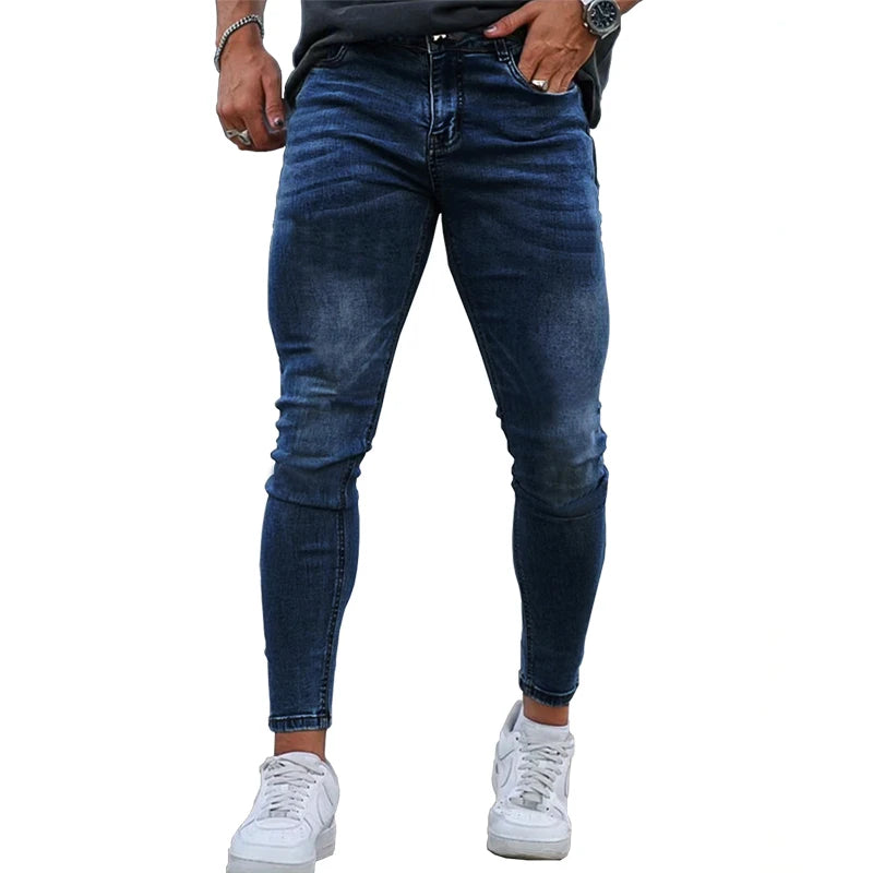 Men's Skinny Stretch Jeans | Solid Color Casual Denim Pants