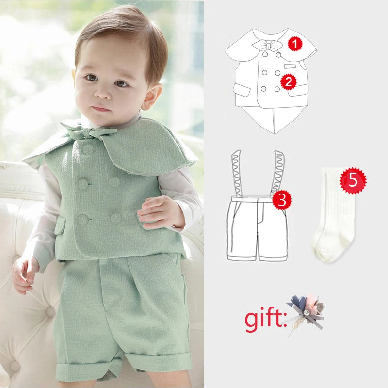 Spring Kids Gentleman Suit, Baby Boy & Girl Festival Birthday Party Clothing Set