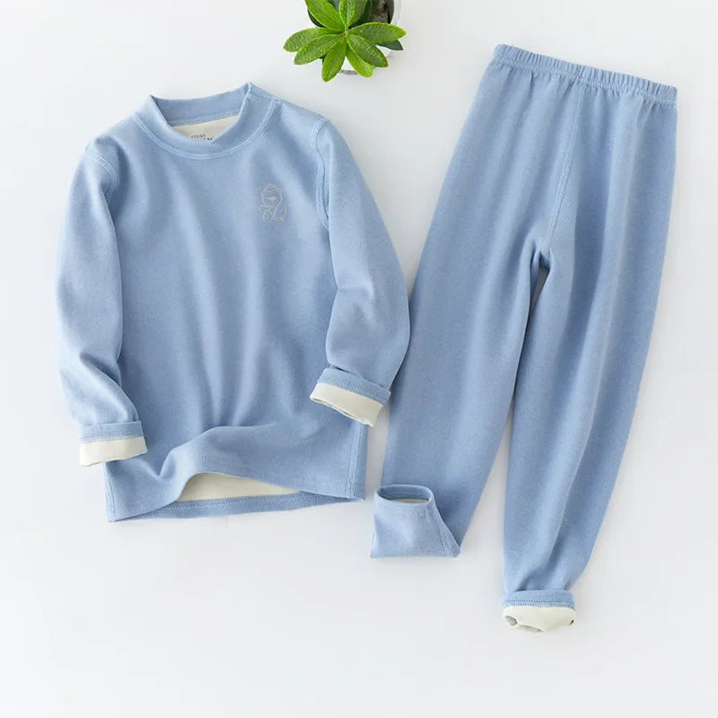 Children's Thermal Underwear Set, Fleece Cotton Long Johns for Boys & Girls